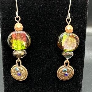 Beaded Earrings with purple stone